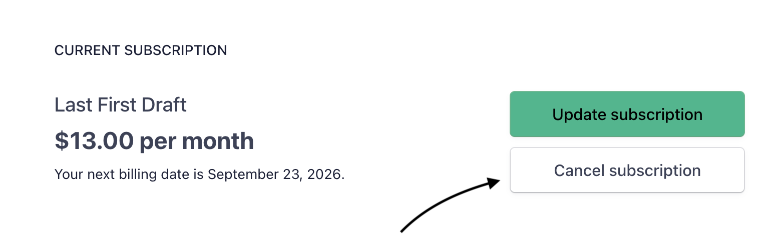 Stripe billing portal - cancel subscription button