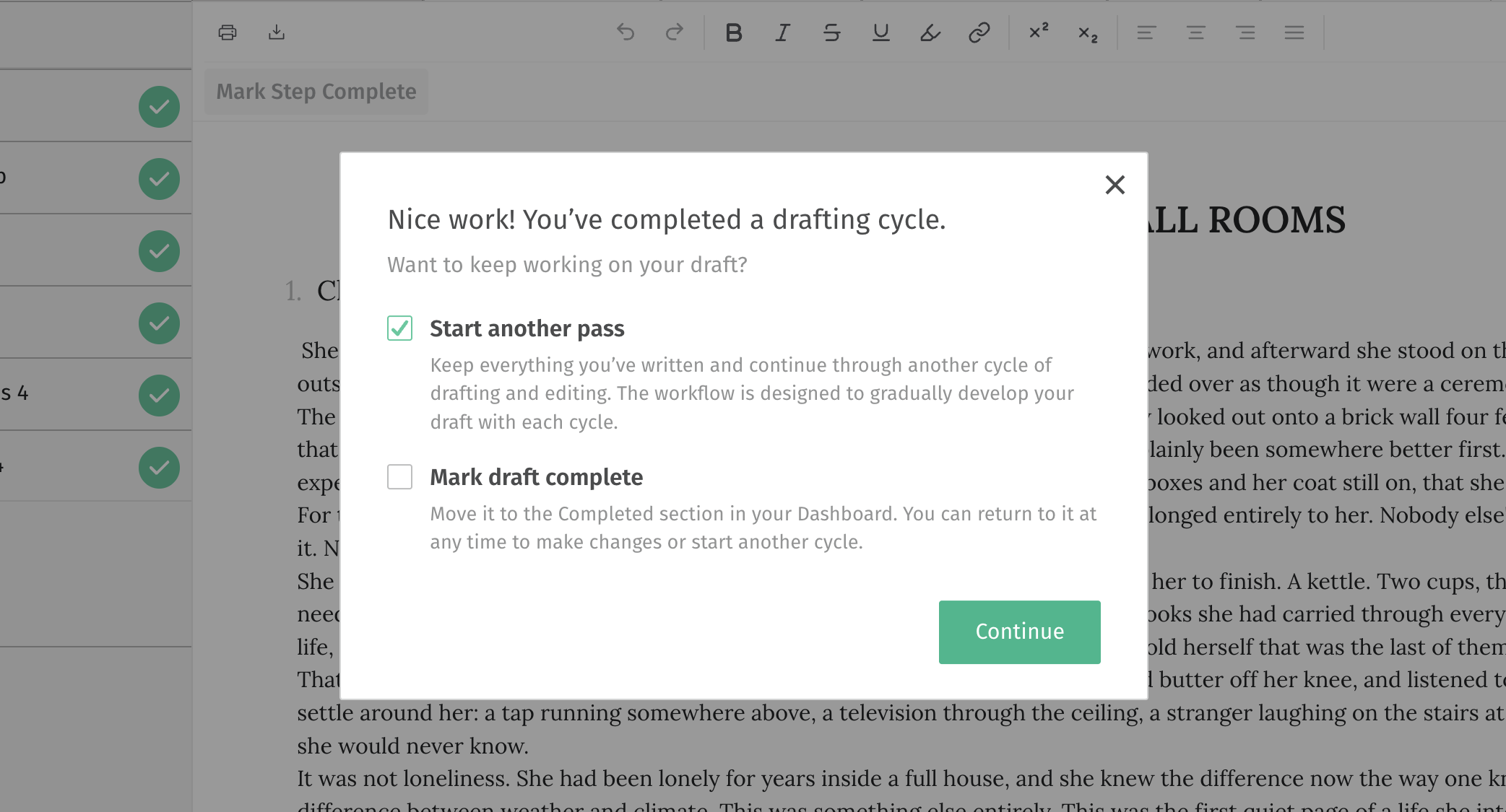 draft complete options screenshot