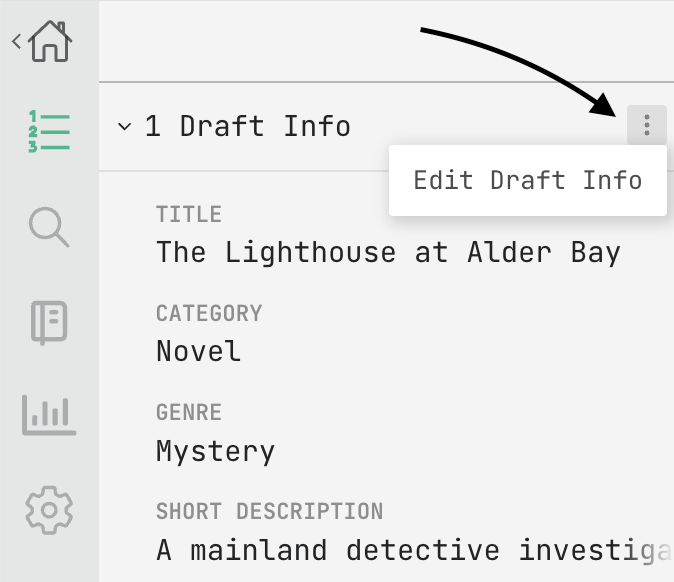edit draft info from Workflow drawer