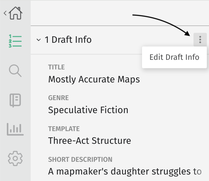 edit draft info from Workflow drawer