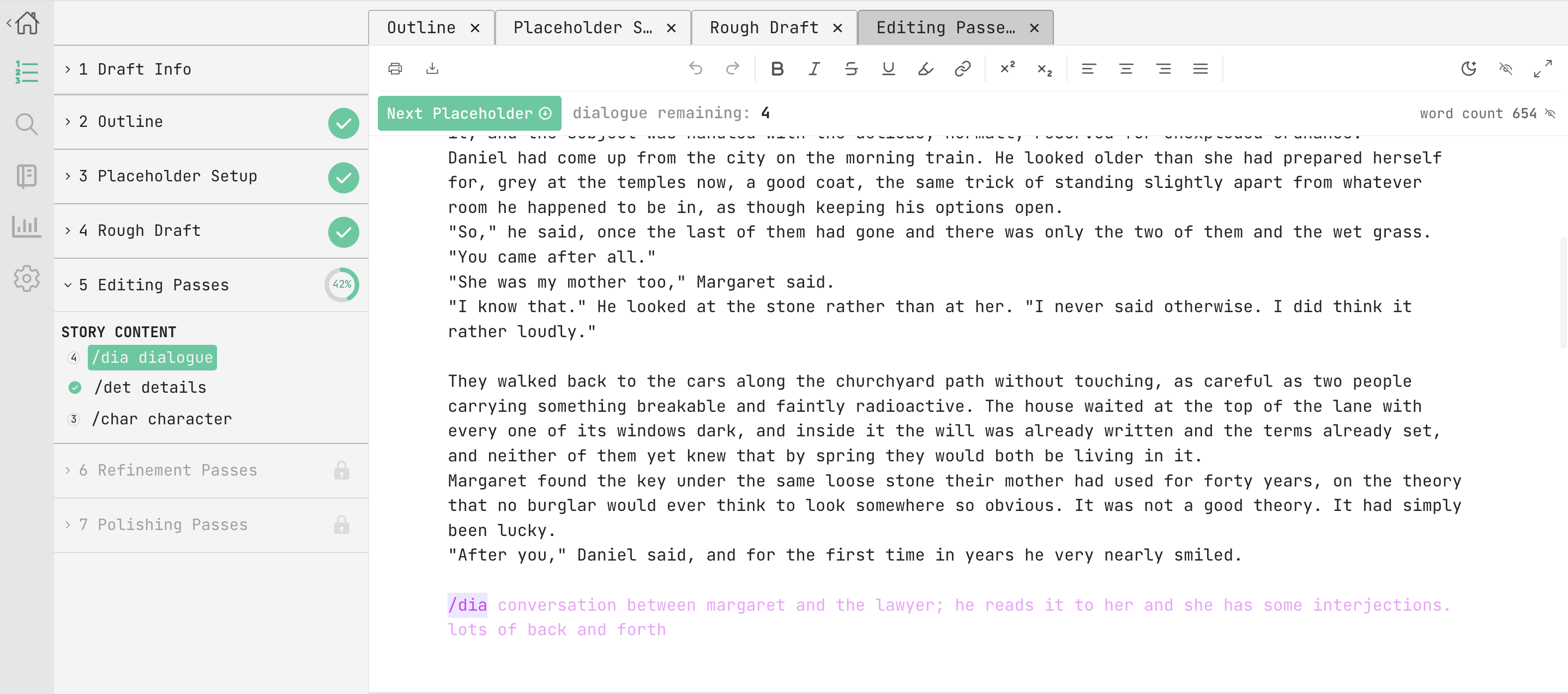 the editing passes editor view