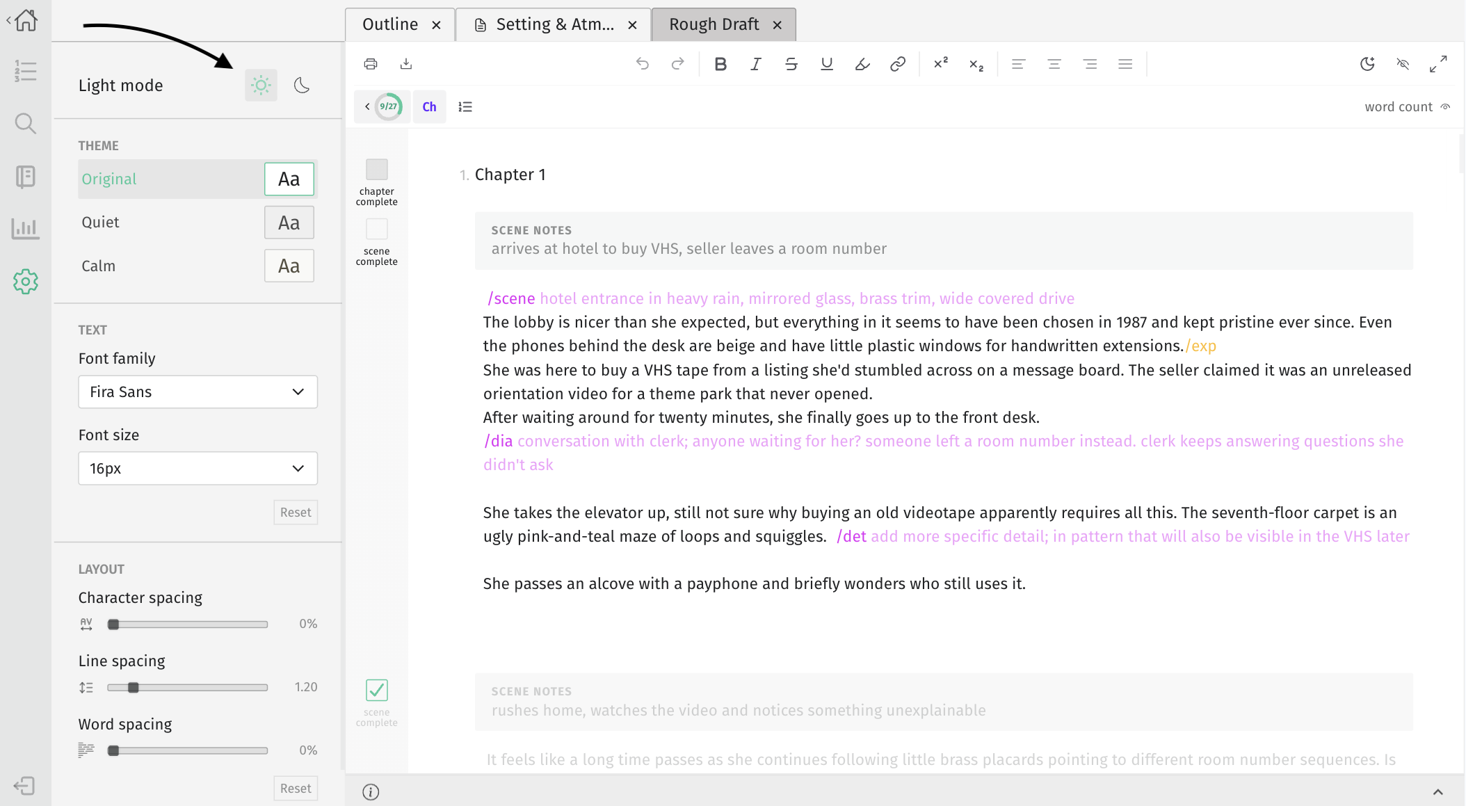 light mode - editor workspace