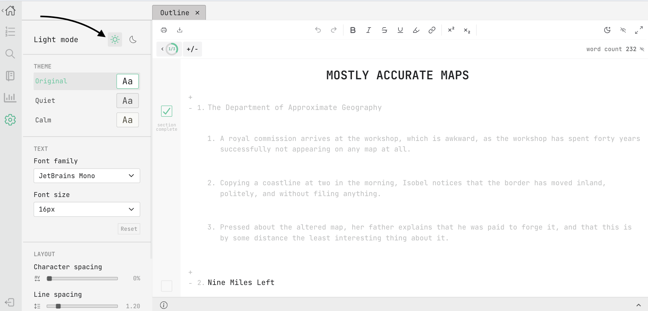 light mode - editor workspace