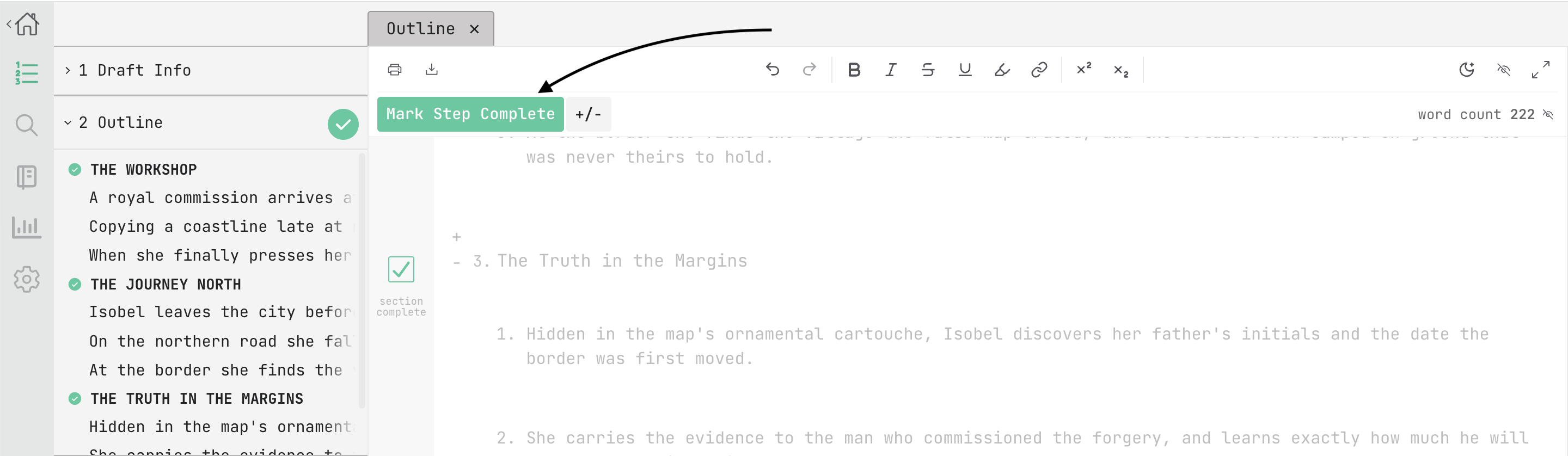 mark step complete button screenshot