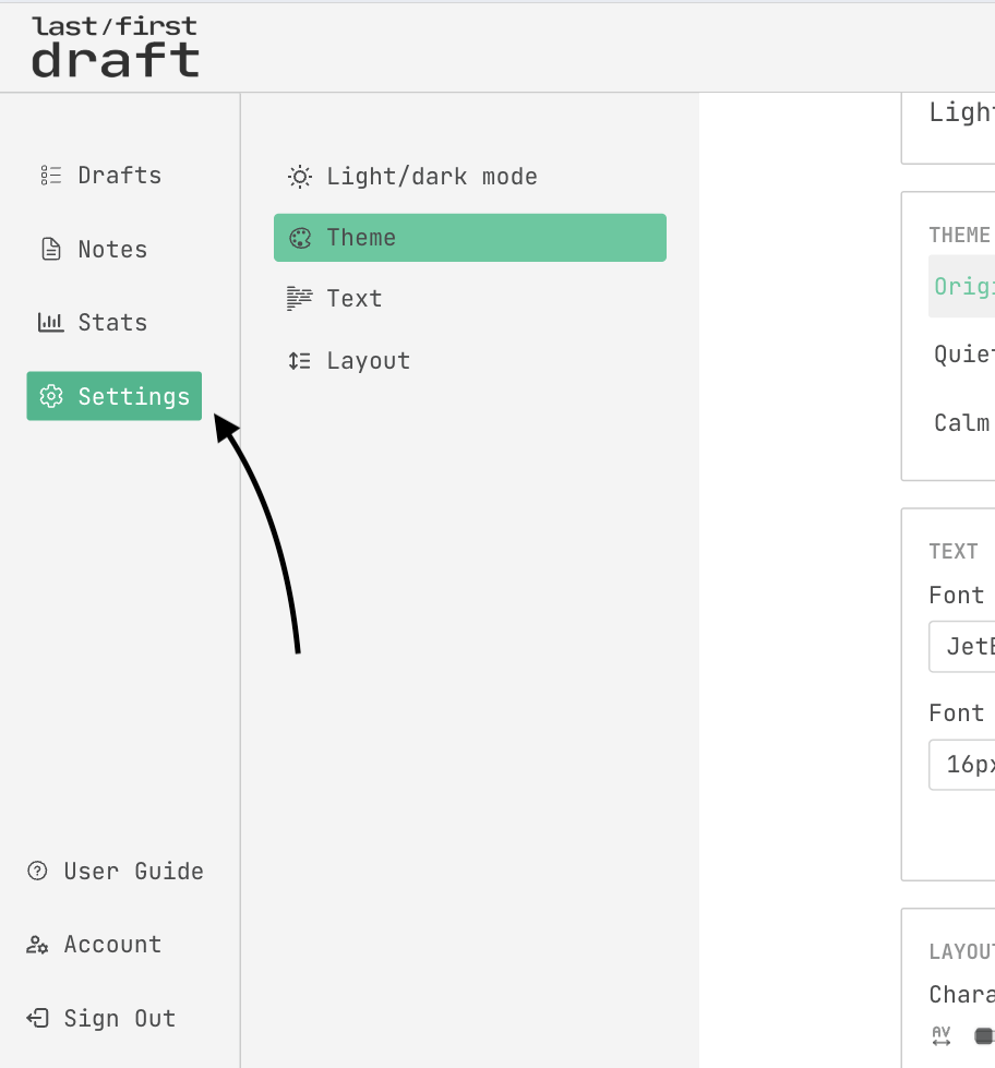 settings - the Workflow drawer