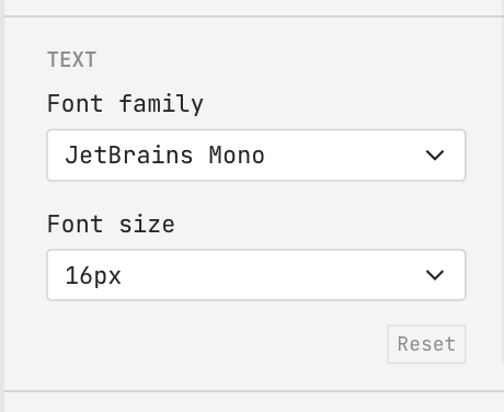 settings text