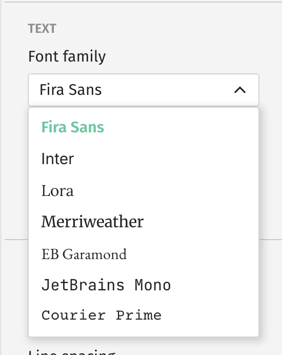 settings text options