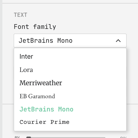 settings text options